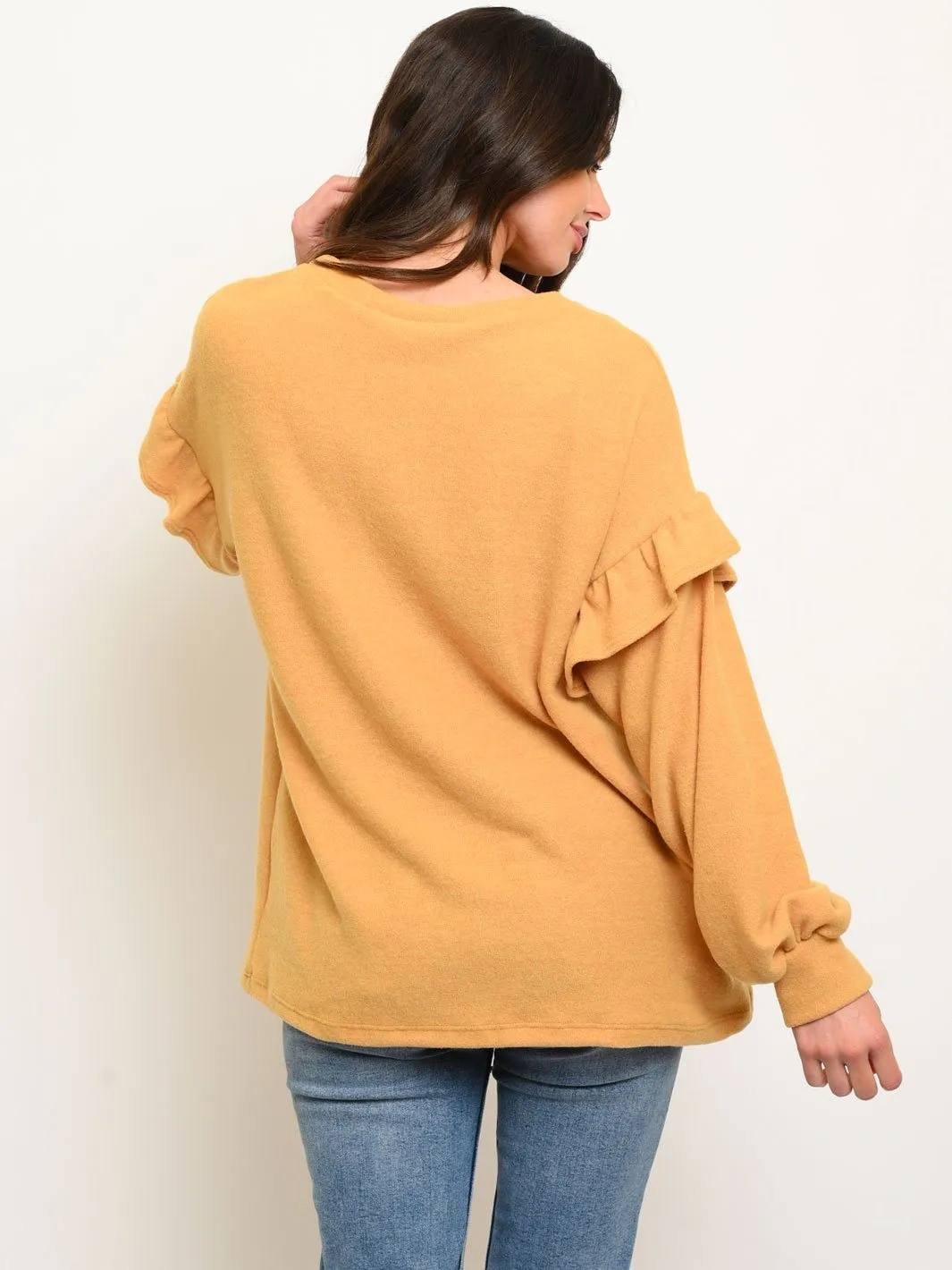 WOMEN'S RUFFLE LONG SLEEVE TOP