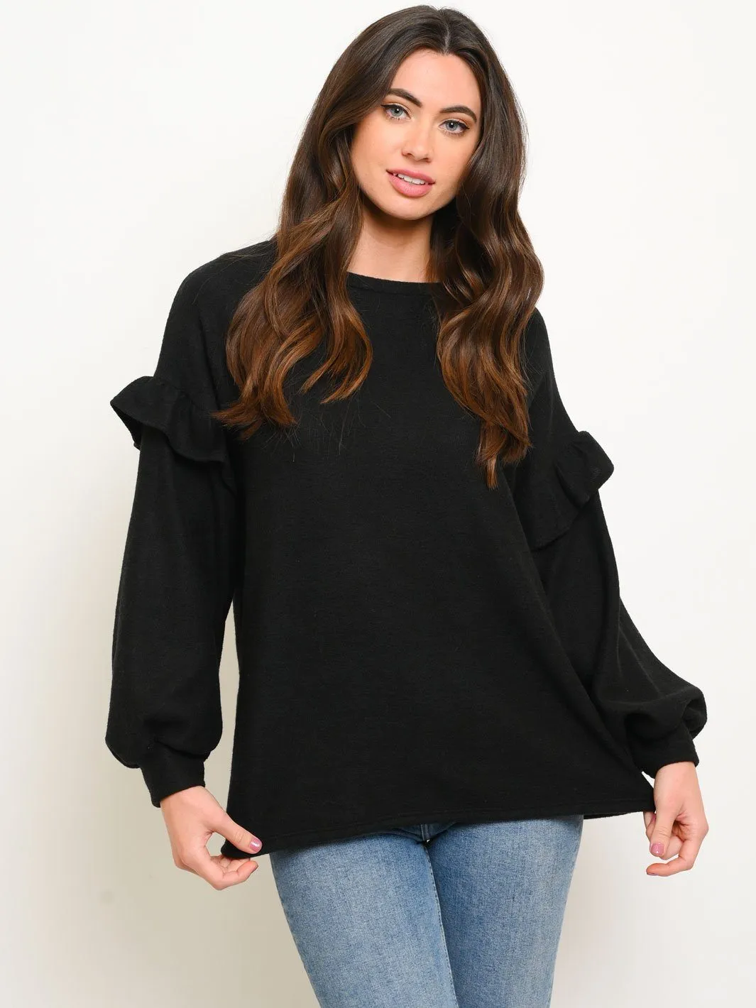 WOMEN'S RUFFLE LONG SLEEVE TOP