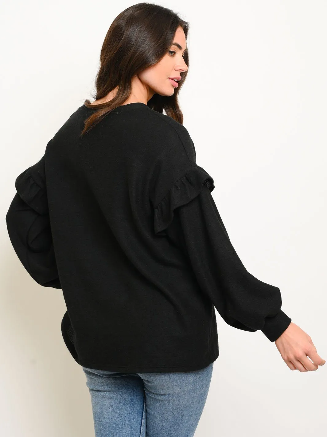 WOMEN'S RUFFLE LONG SLEEVE TOP