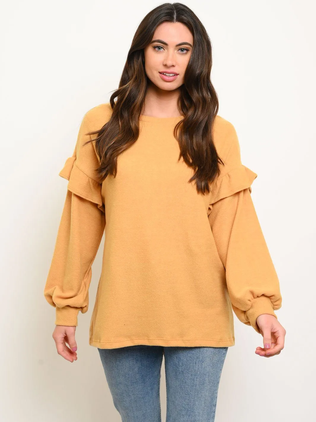 WOMEN'S RUFFLE LONG SLEEVE TOP