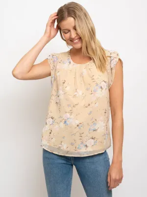 WOMEN'S RUFFLE SLEEVE FLORAL TOP