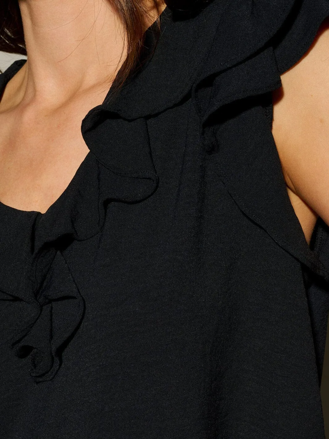 WOMEN'S RUFFLE SLEEVES V-NECK TUNIC BLOUSE TOP