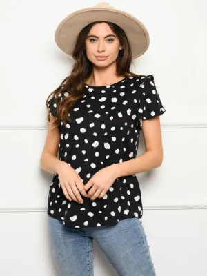 WOMEN'S SHORT SLEEVE POLKA DOTS TOP