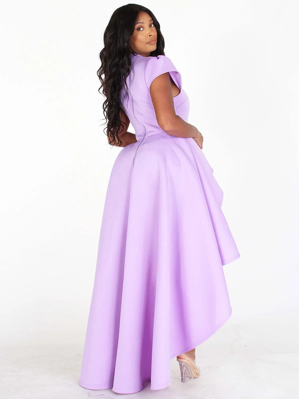 WOMEN'S SHORT SLEEVES RUFFLE HIGH-LOW TOP