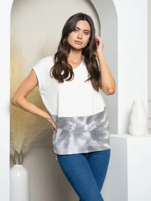 WOMEN'S TIE DYE PRINT SHORT SLEEVE TOP