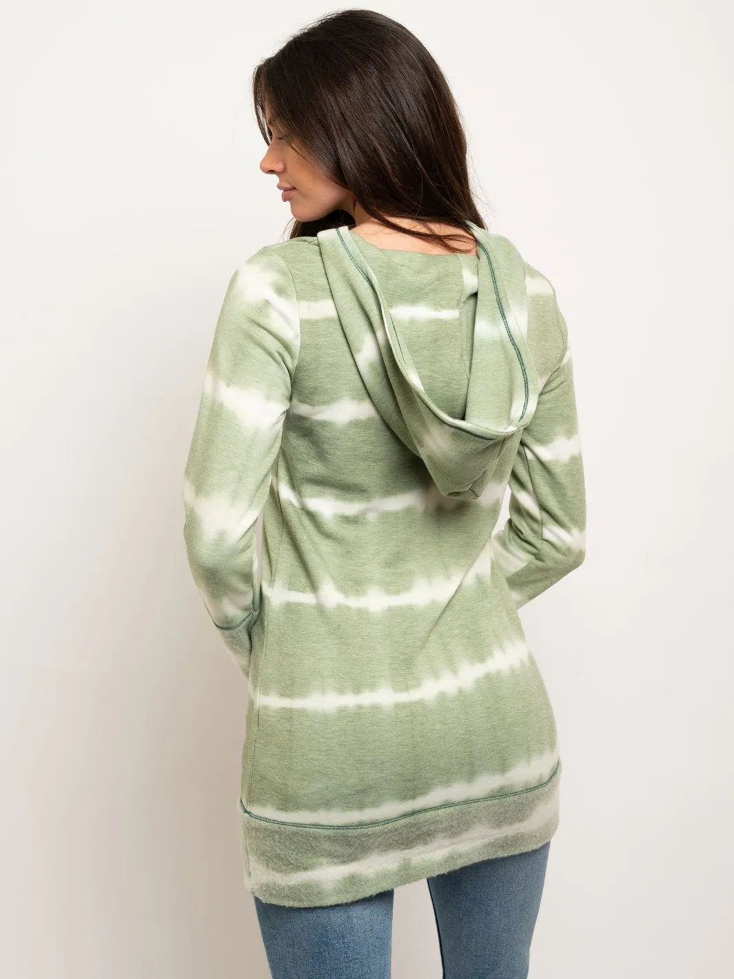 WOMEN'S TIE DYE STRIPED HOODIE TOP