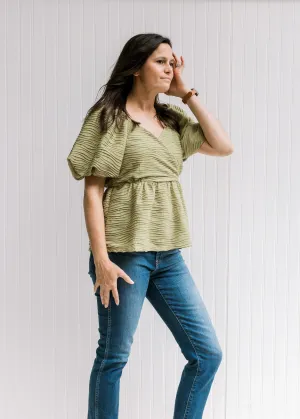 X Green Wave Textured Top