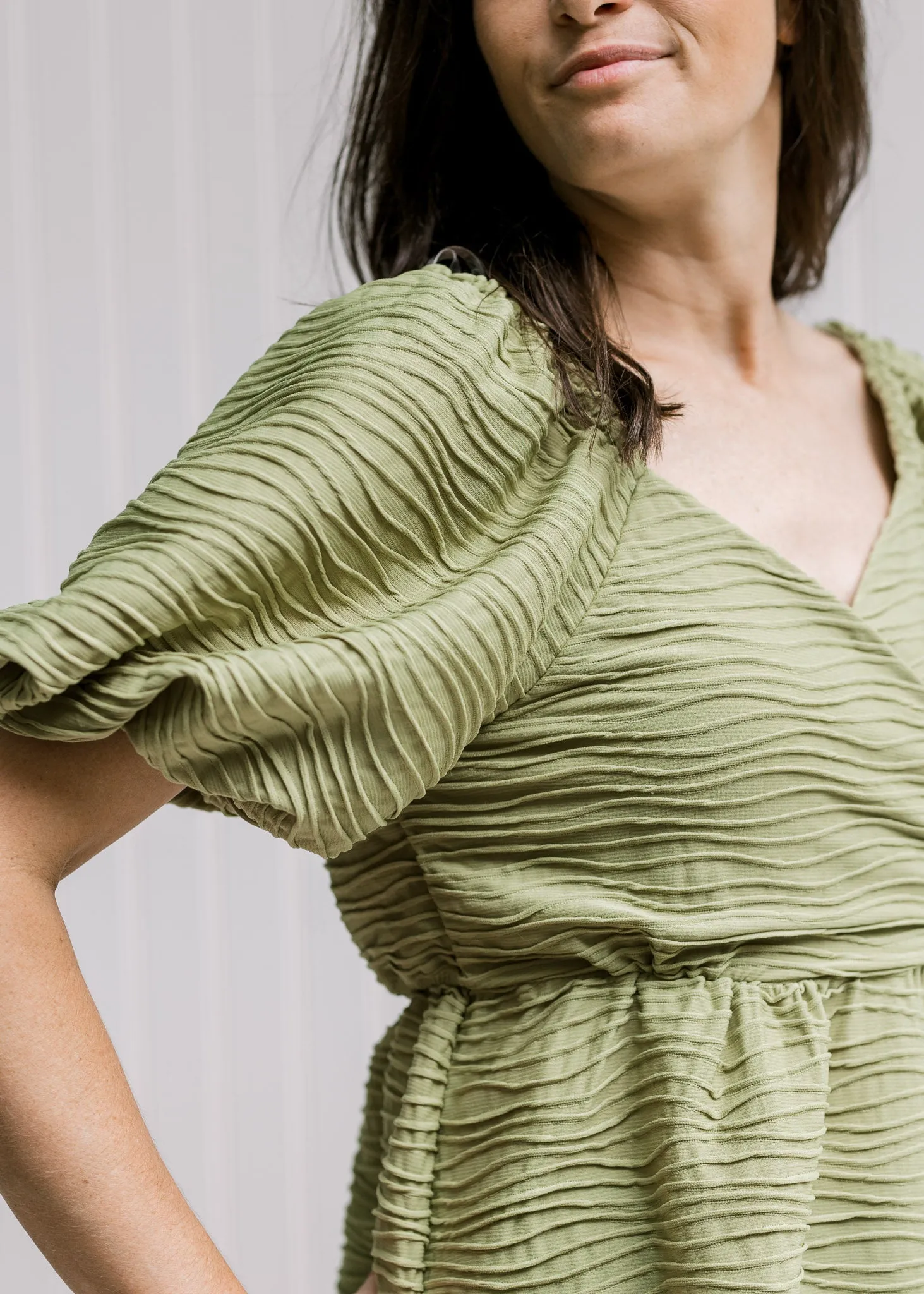 X Green Wave Textured Top