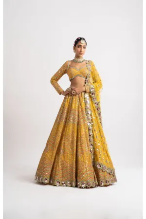 Yellow Heavy Multi Color Lehenga Set