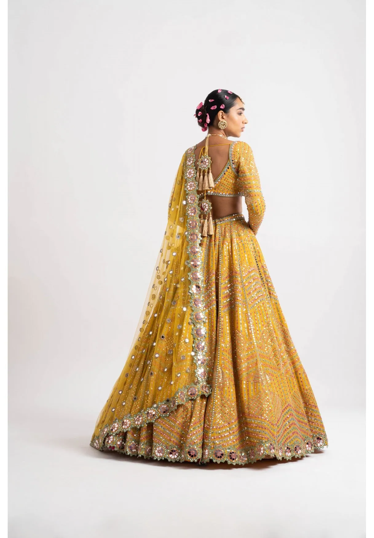 Yellow Heavy Multi Color Lehenga Set