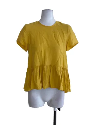 Yellow Textured Ruffle Top