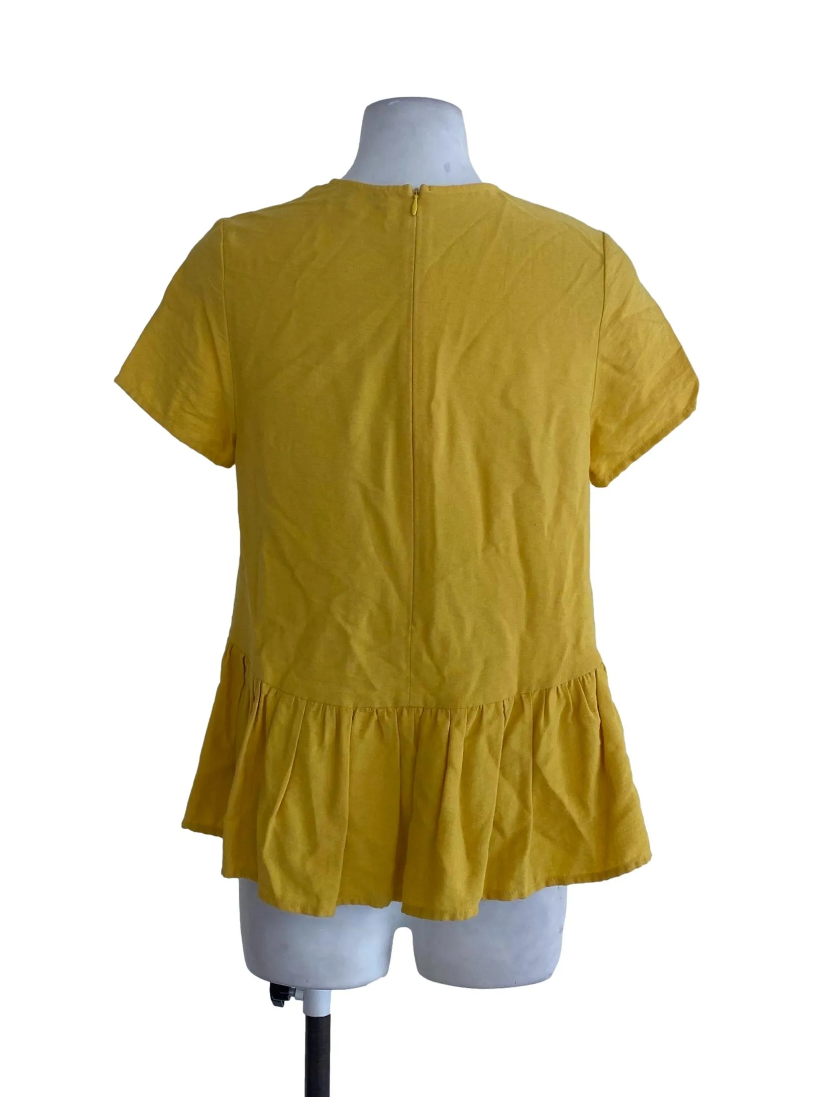 Yellow Textured Ruffle Top