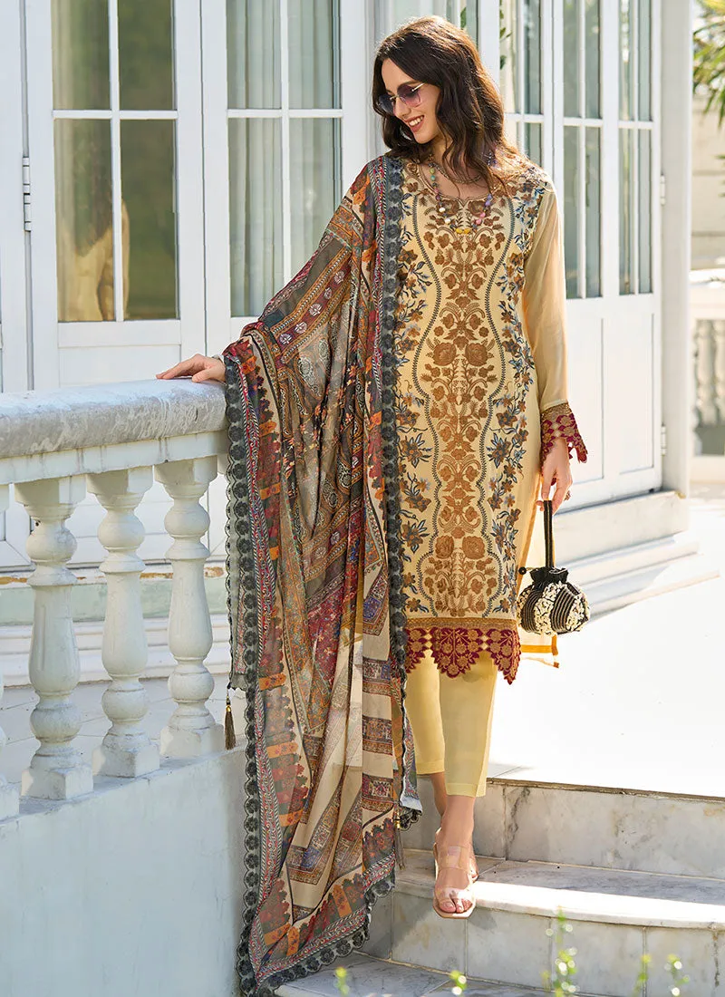 Yellow Thread Embroidery Pakistani Suit