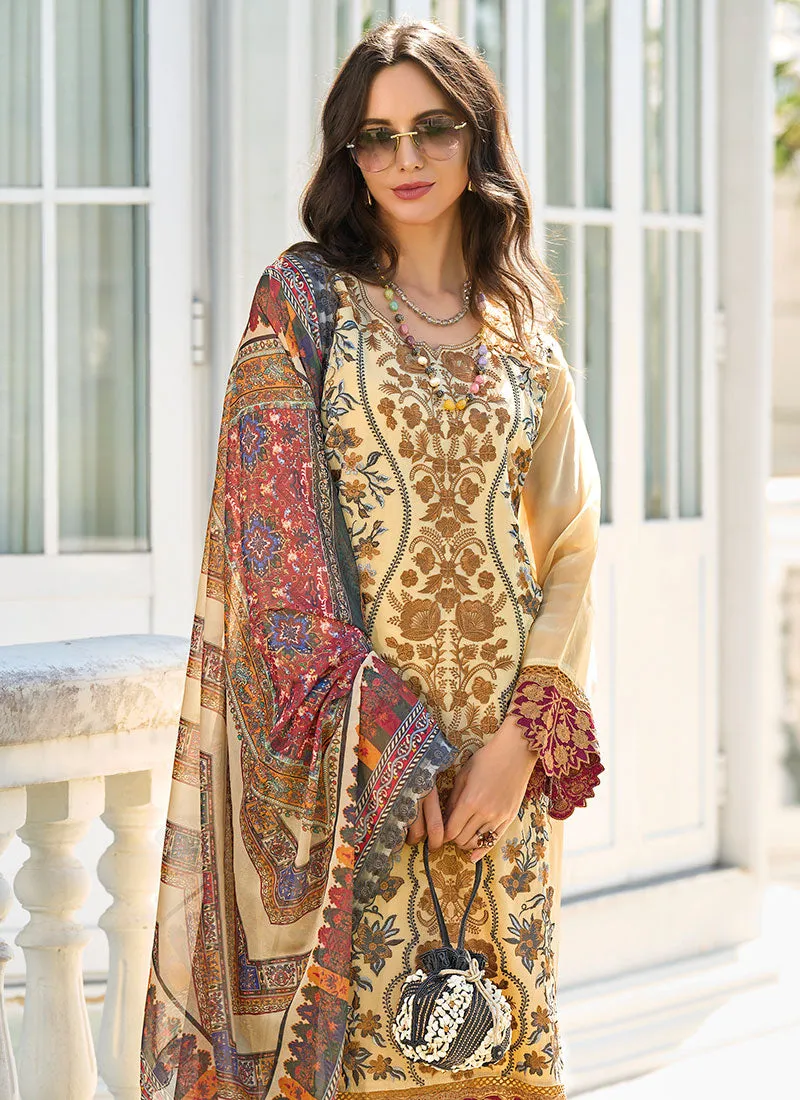 Yellow Thread Embroidery Pakistani Suit
