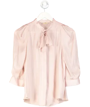 Zadig & Voltaire Pink Tie Neck Long Sleeve Blouse In Rose UK S