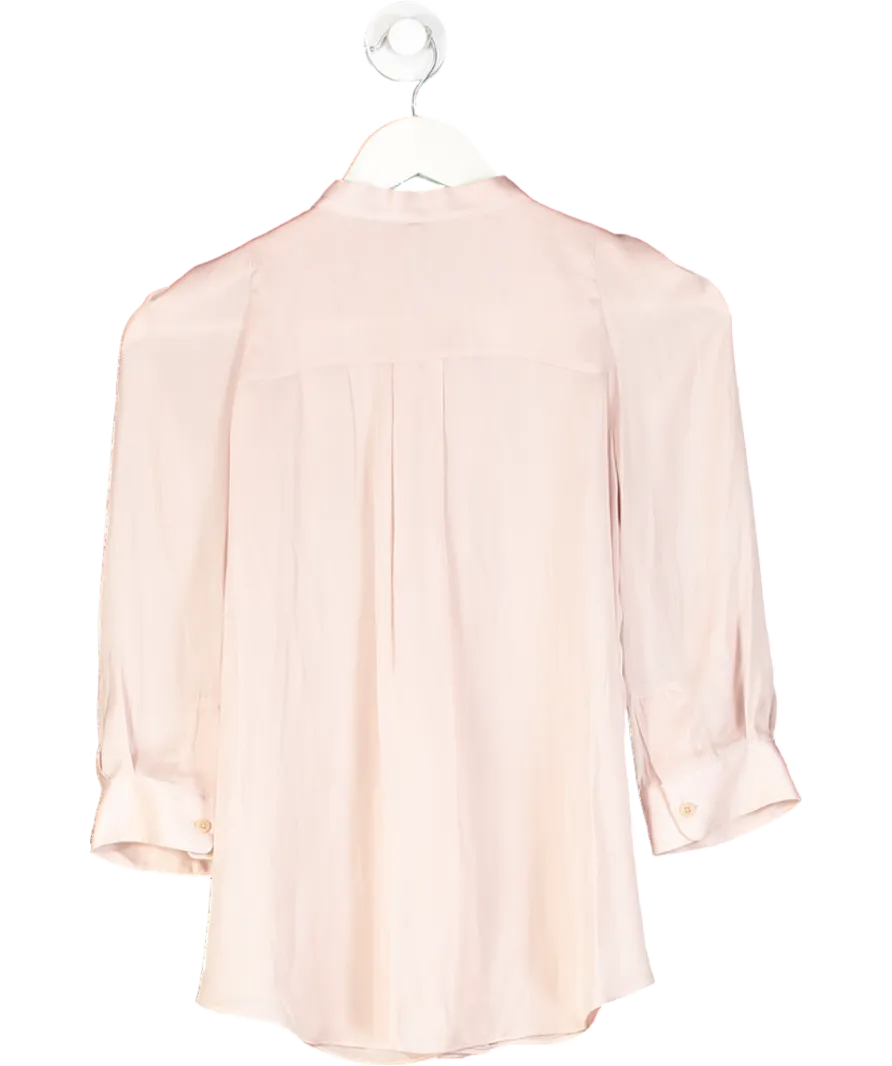 Zadig & Voltaire Pink Tie Neck Long Sleeve Blouse In Rose UK S