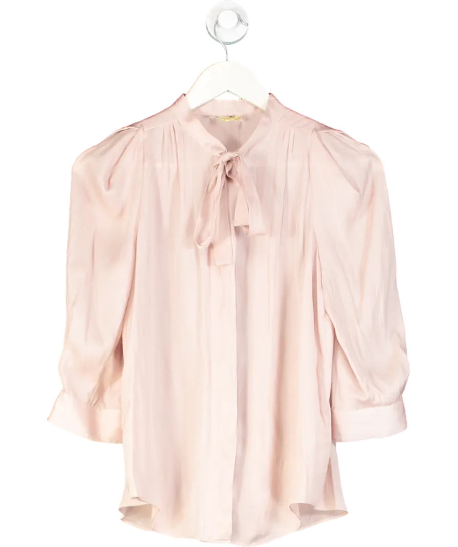 Zadig & Voltaire Pink Tie Neck Long Sleeve Blouse In Rose UK S