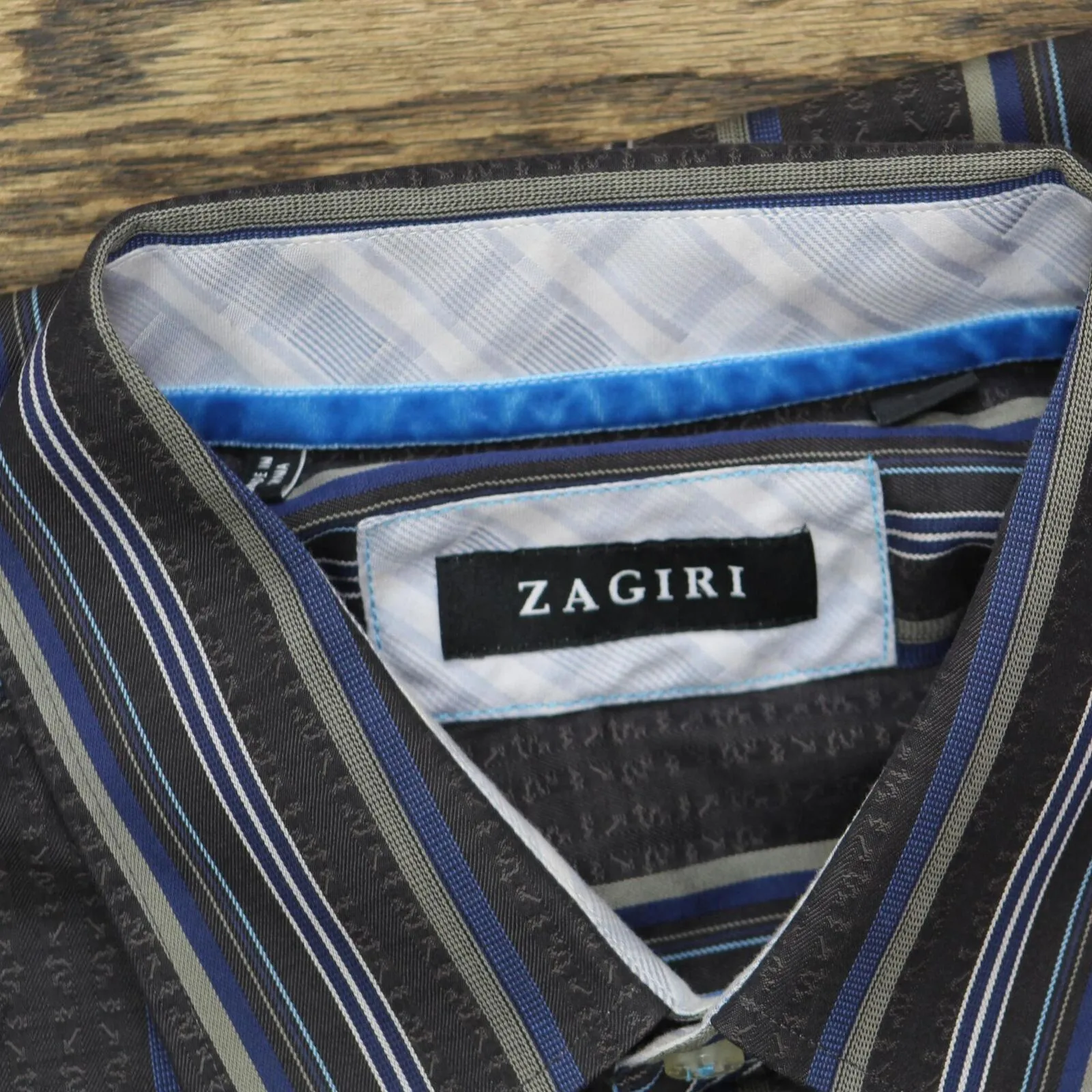 Zagiri Mens Textured 100% Cotton Dress Shirt 166b60e4100830 Gray Multi XL