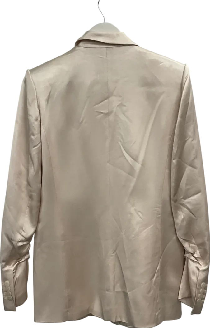 ZARA Cream Gathered Satin Blazer UK XS