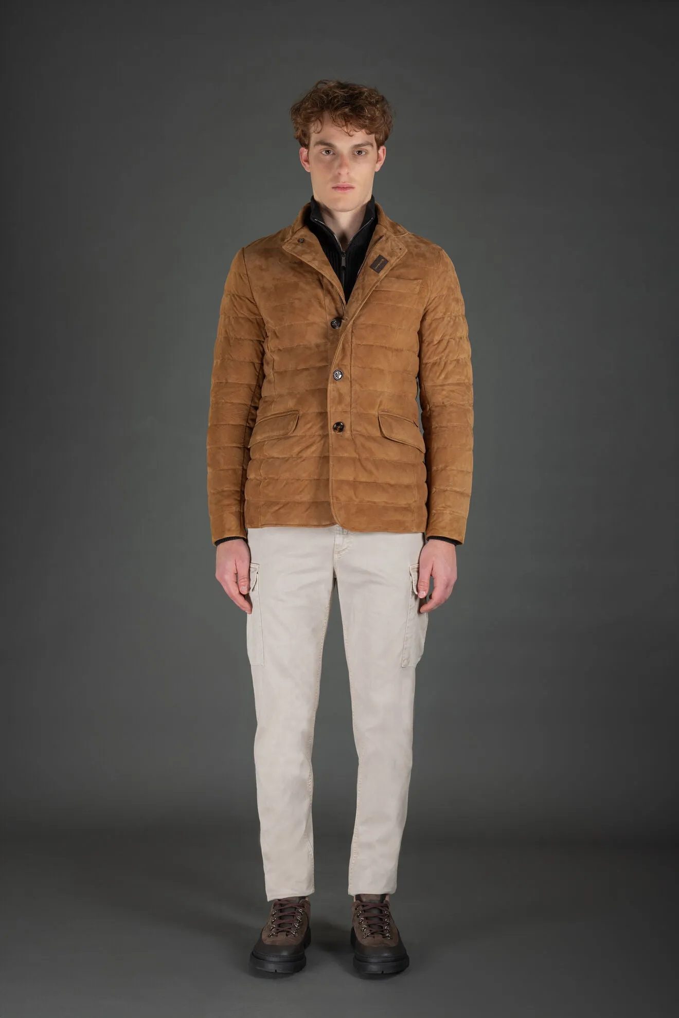 Zavyer Quilted Coat in Alcantara Suede