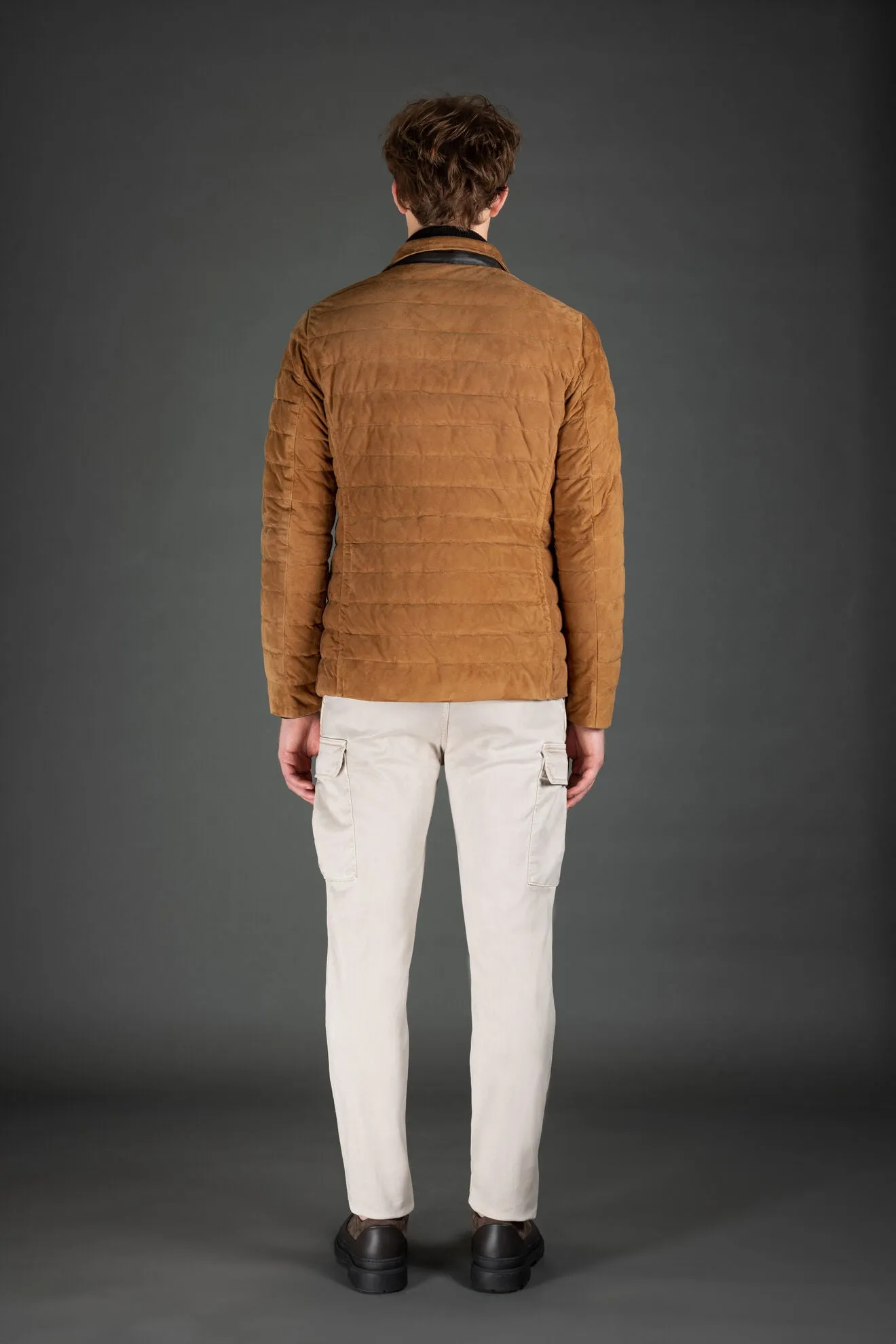 Zavyer Quilted Coat in Alcantara Suede